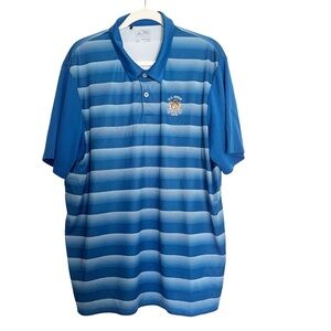 adidas US Open 2016 Oakmont Striped Performance Polo Golf Shirt Blue White XL